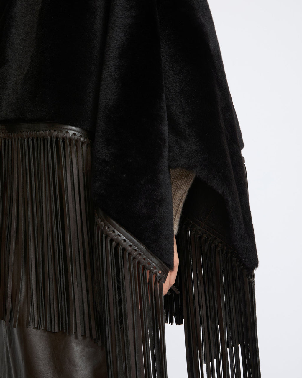 Fringed lambskin shearling cape