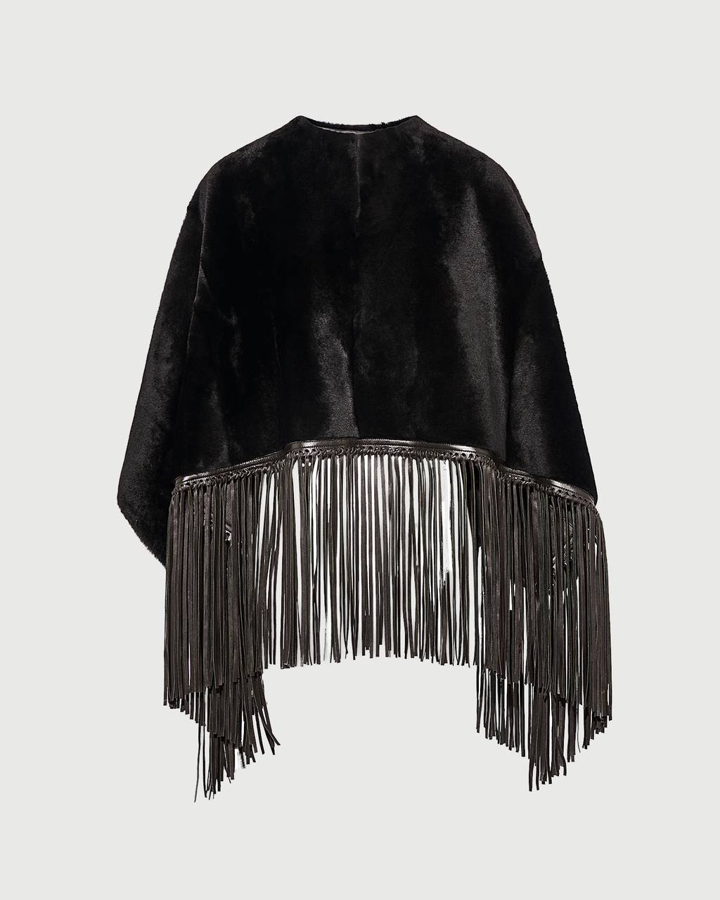 Fringed lambskin shearling cape