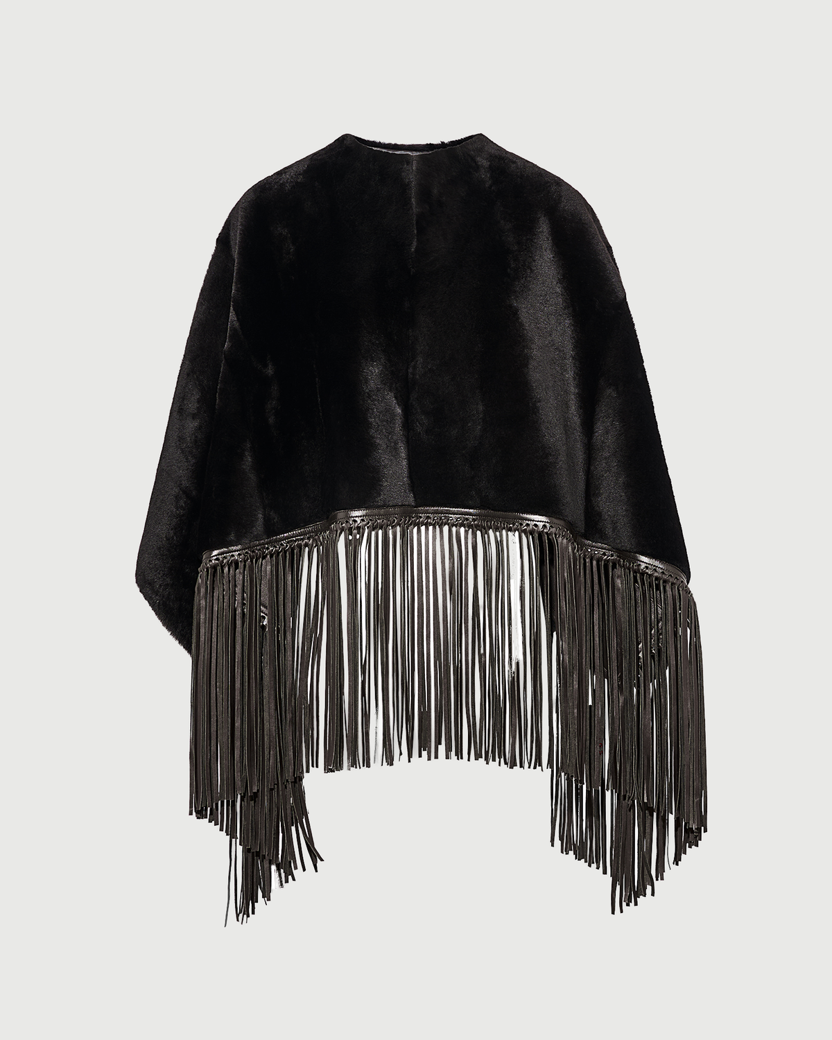 Fringed lambskin shearling cape