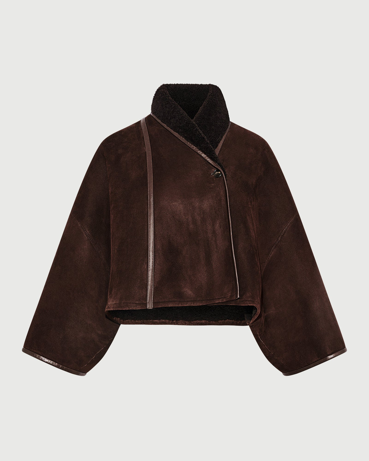 Short lambskin shearling cape