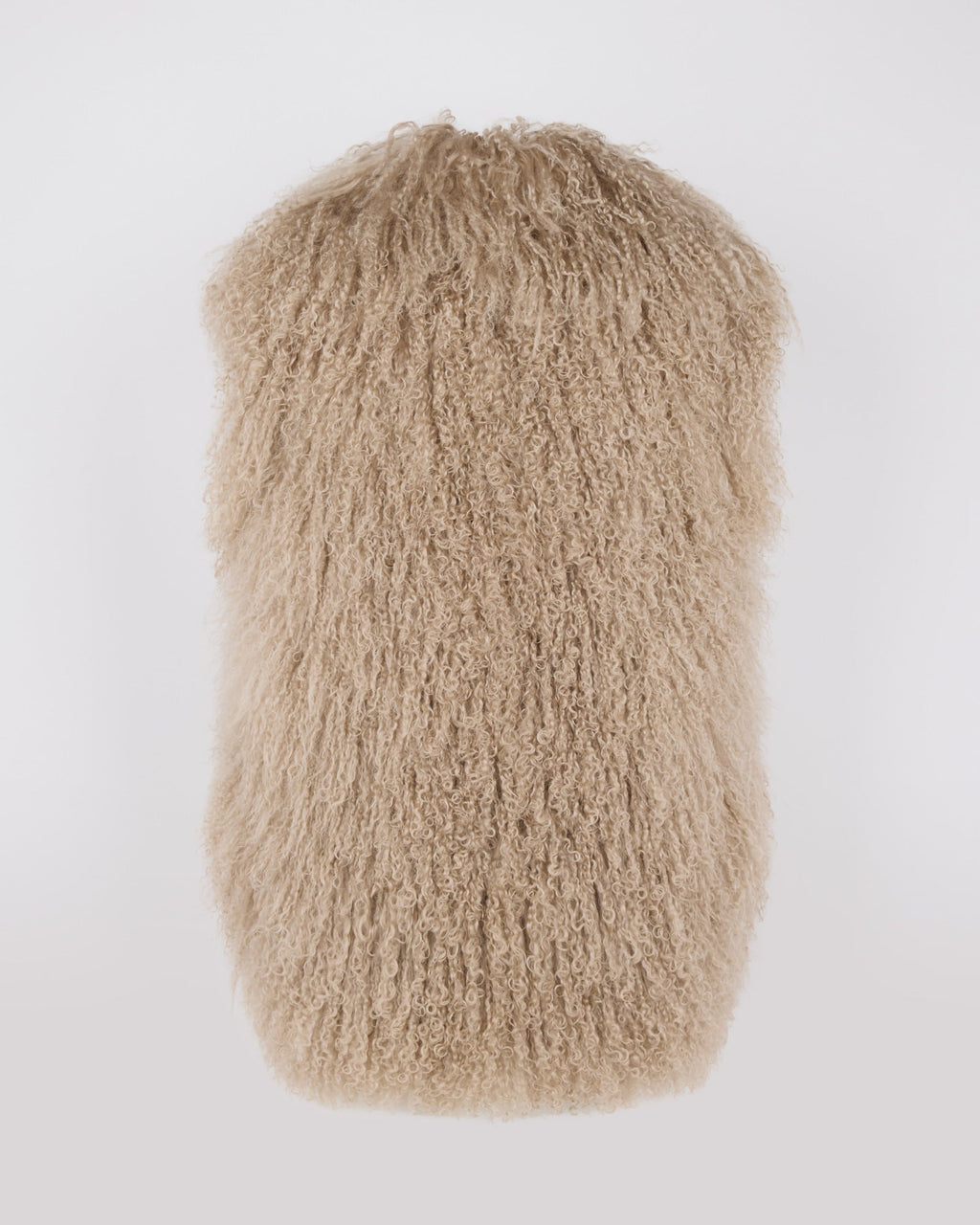 Merino knit gilet with curly long-haired lambskin