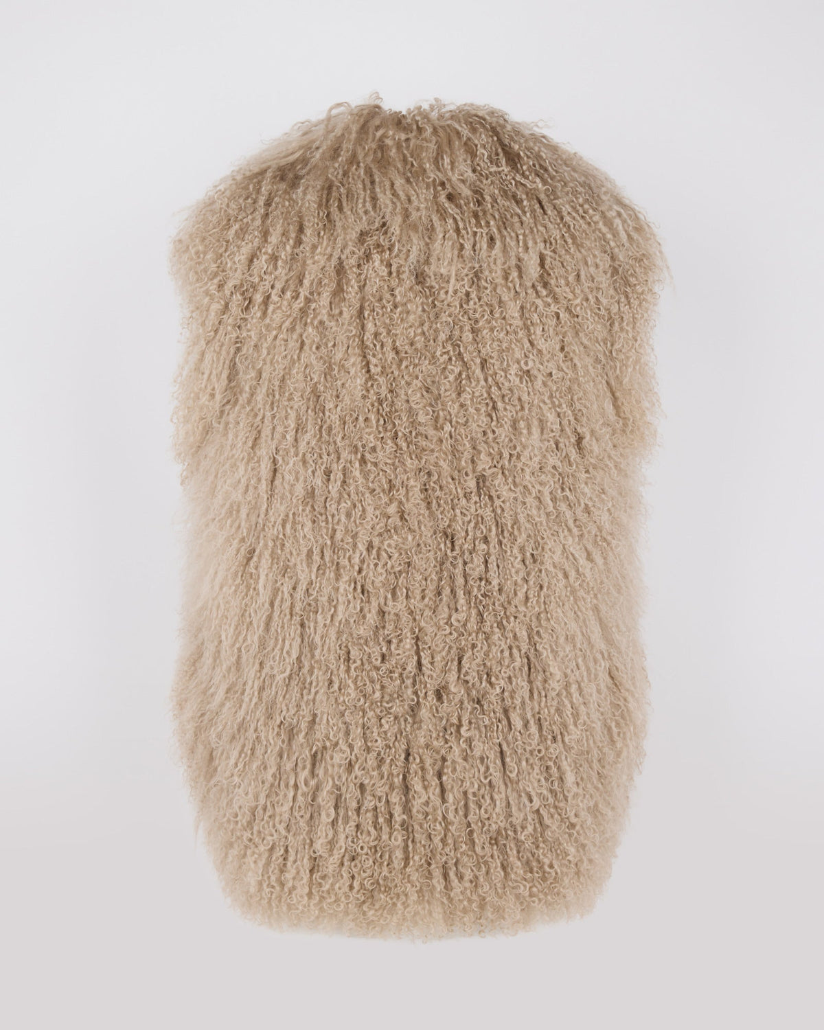 Merino knit gilet with curly long-haired lambskin