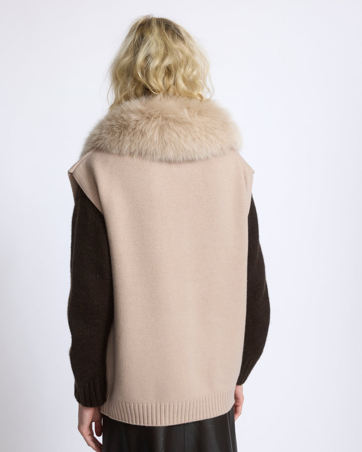 Merino knit and fox fur jacket