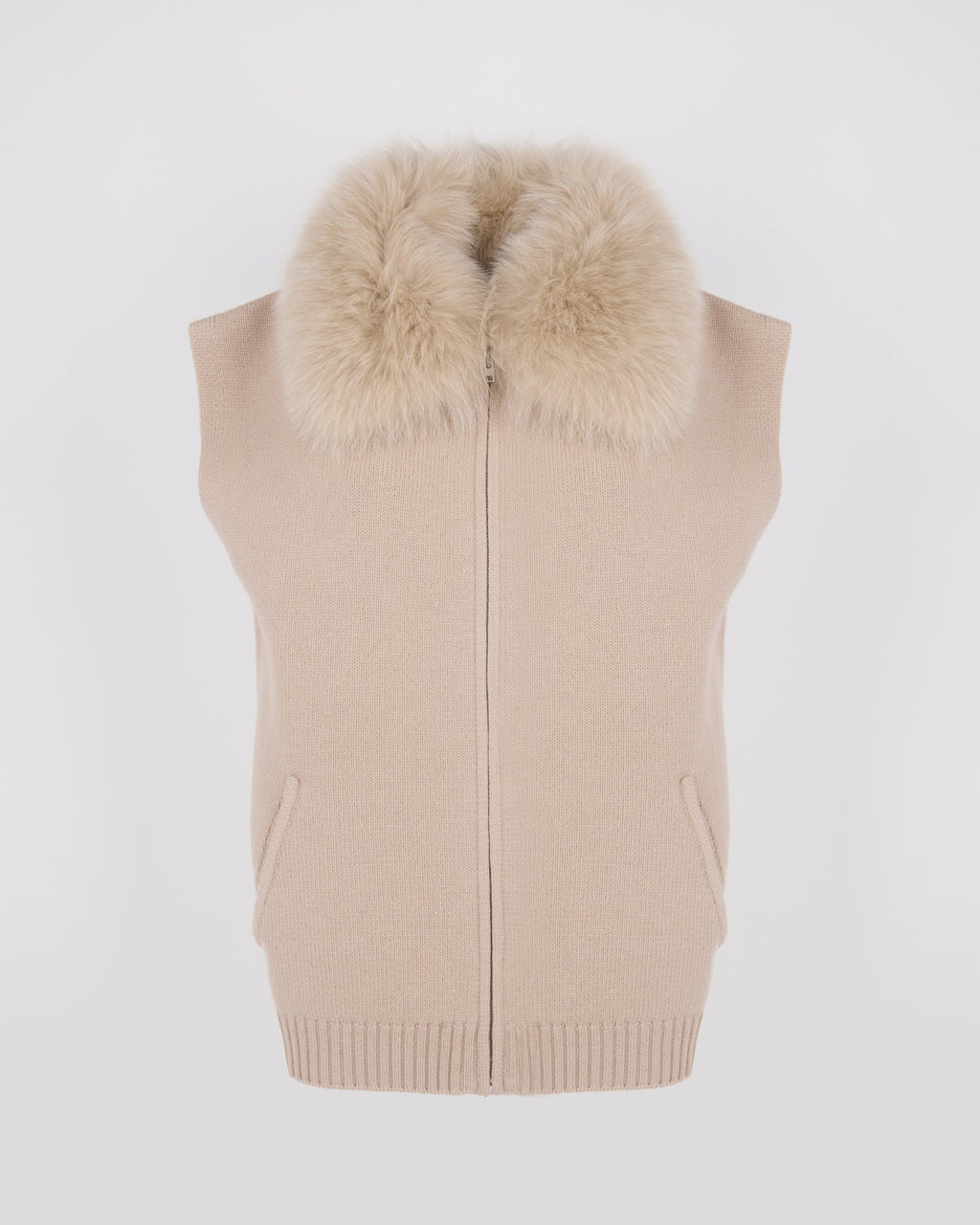 Merino knit and fox fur jacket