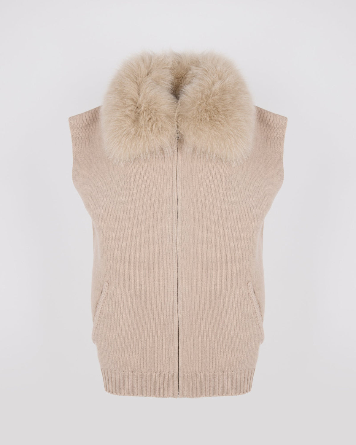 Merino knit and fox fur jacket