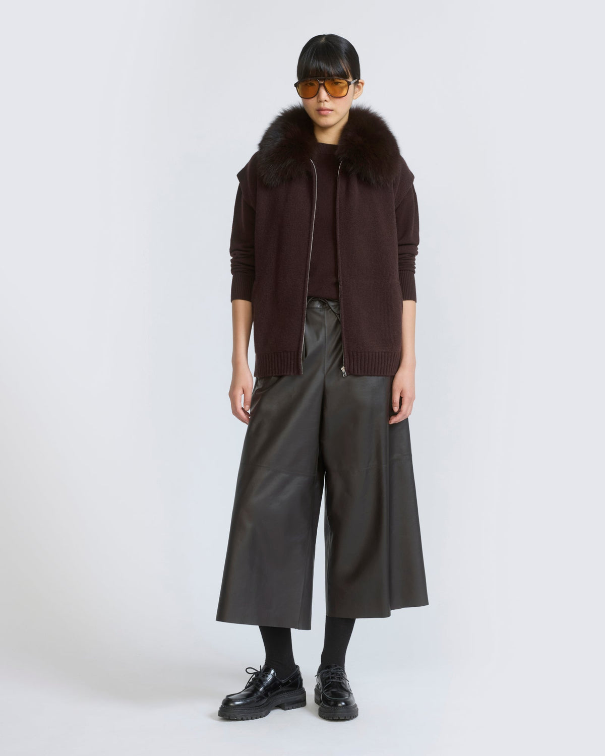 Merino knit and fox fur jacket