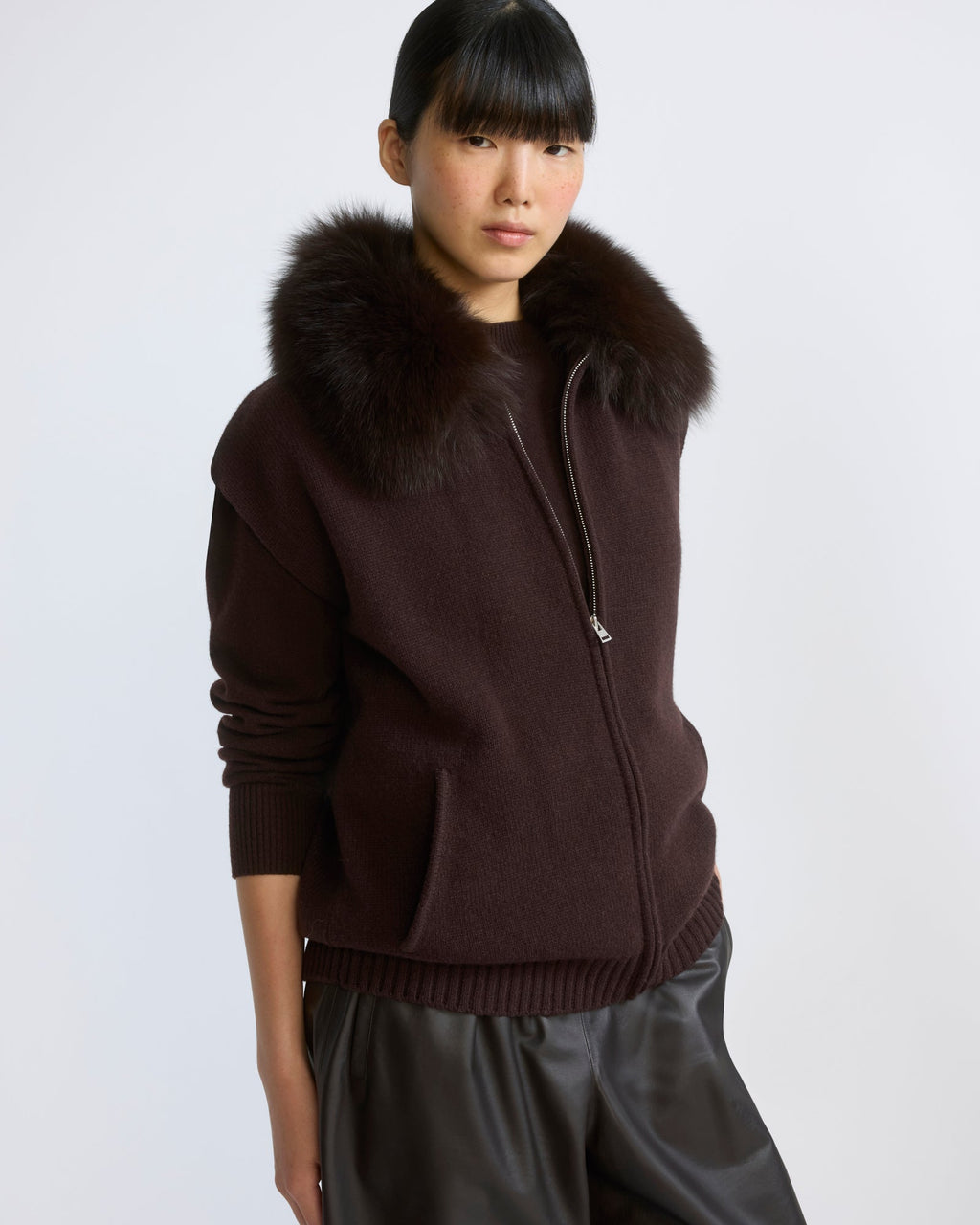 Merino knit and fox fur jacket