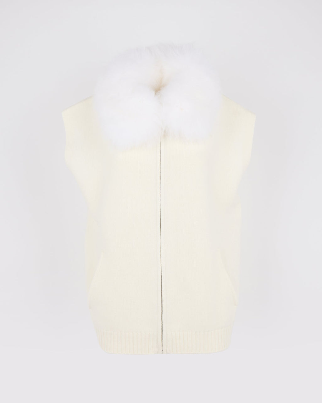 Merino knit and fox fur jacket