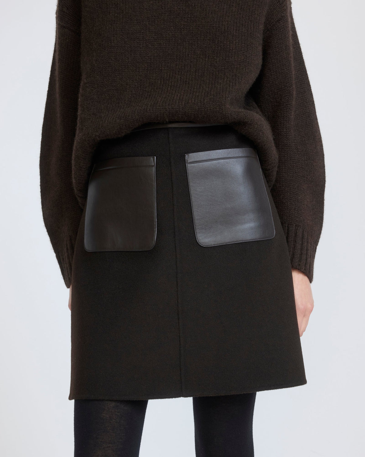Double-sided wool and cashmere skirt