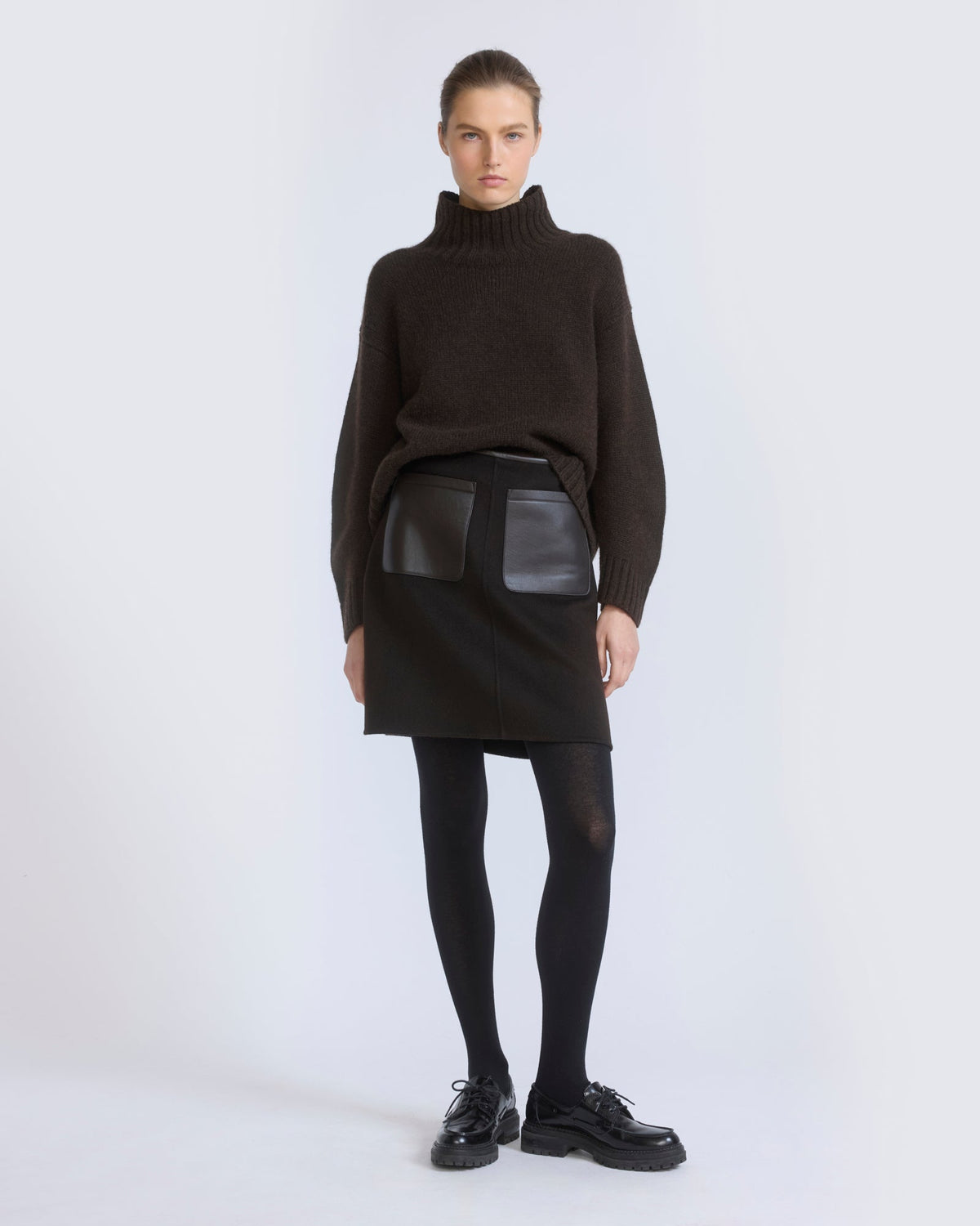Double-sided wool and cashmere skirt
