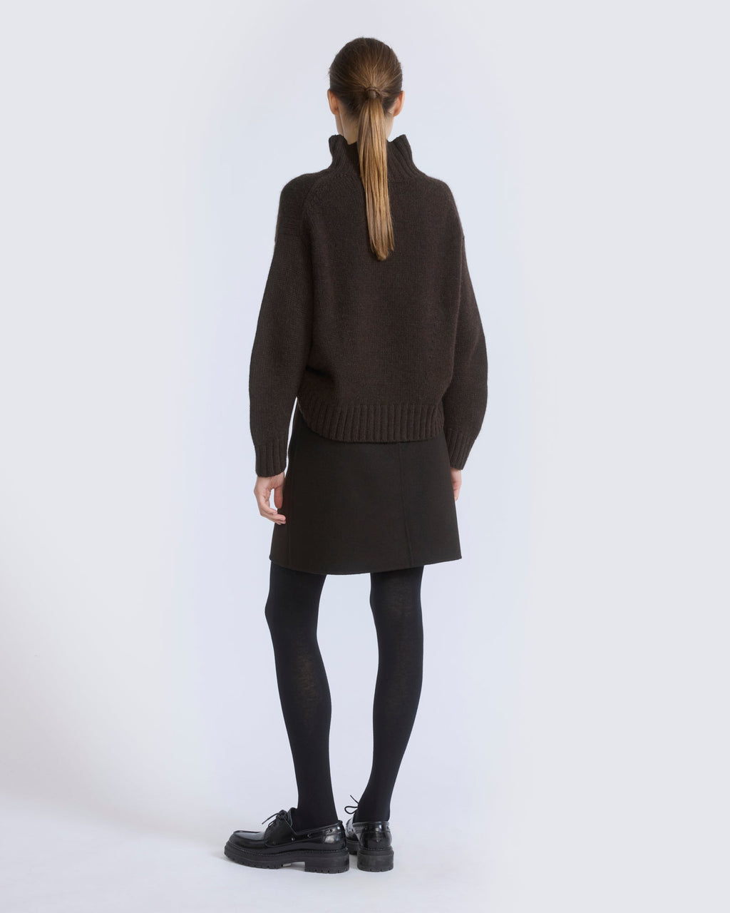 Double-sided wool and cashmere skirt