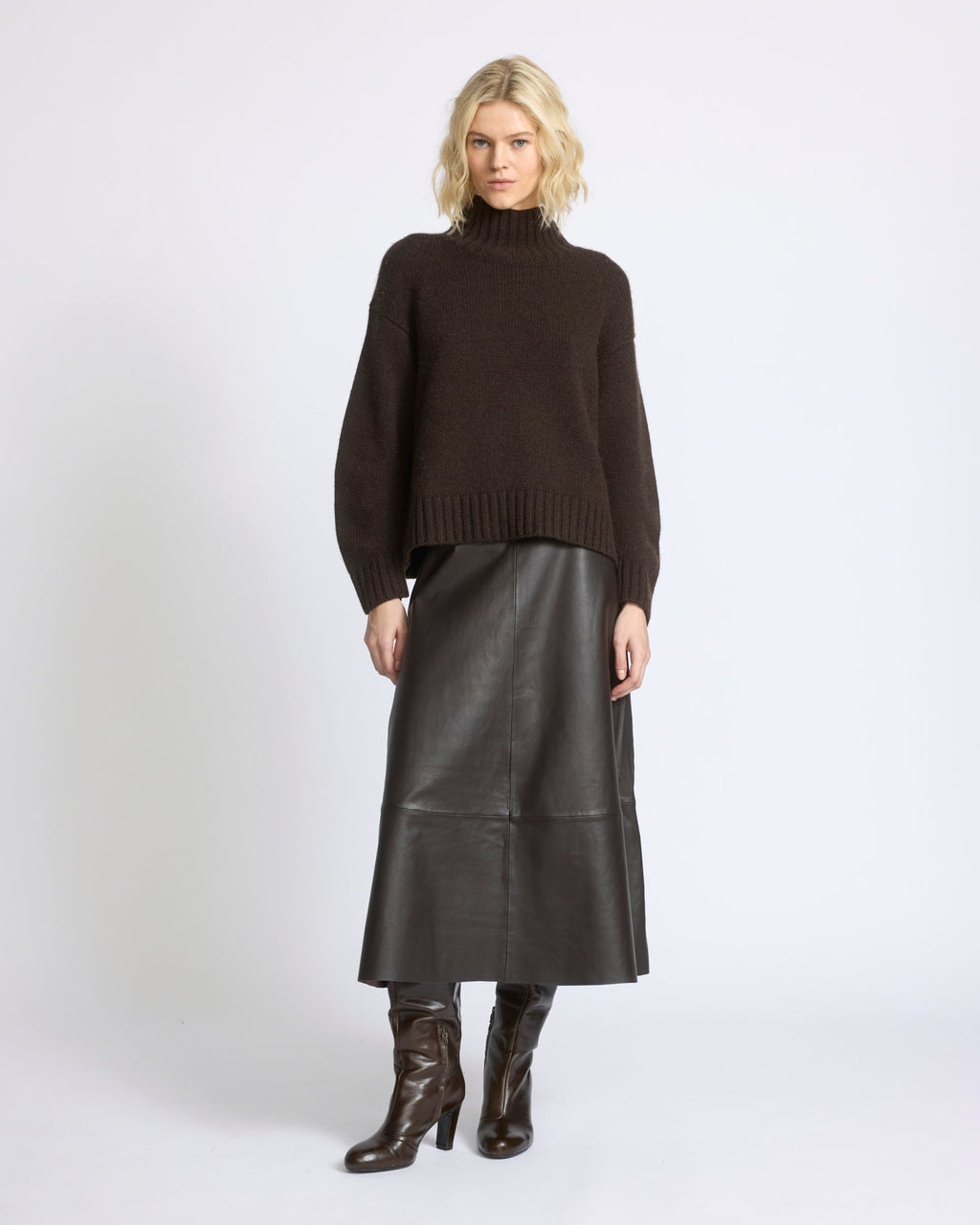Long lambskin leather skirt
