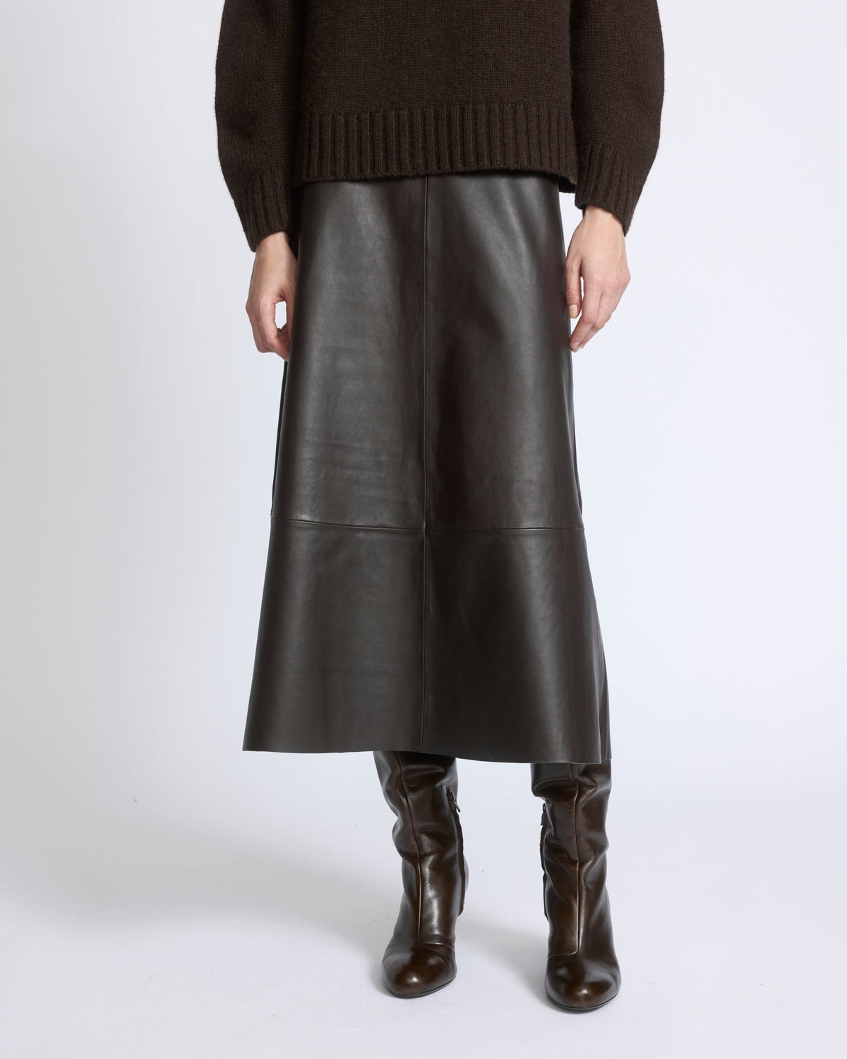 Long lambskin leather skirt