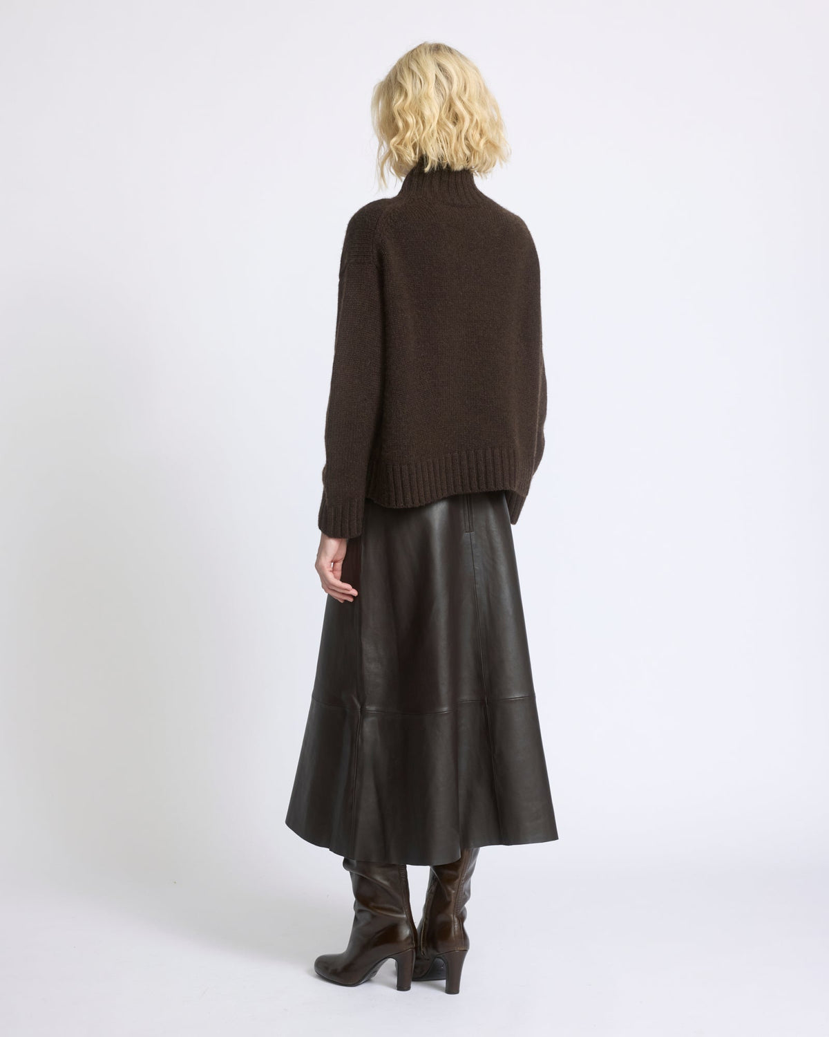 Long lambskin leather skirt