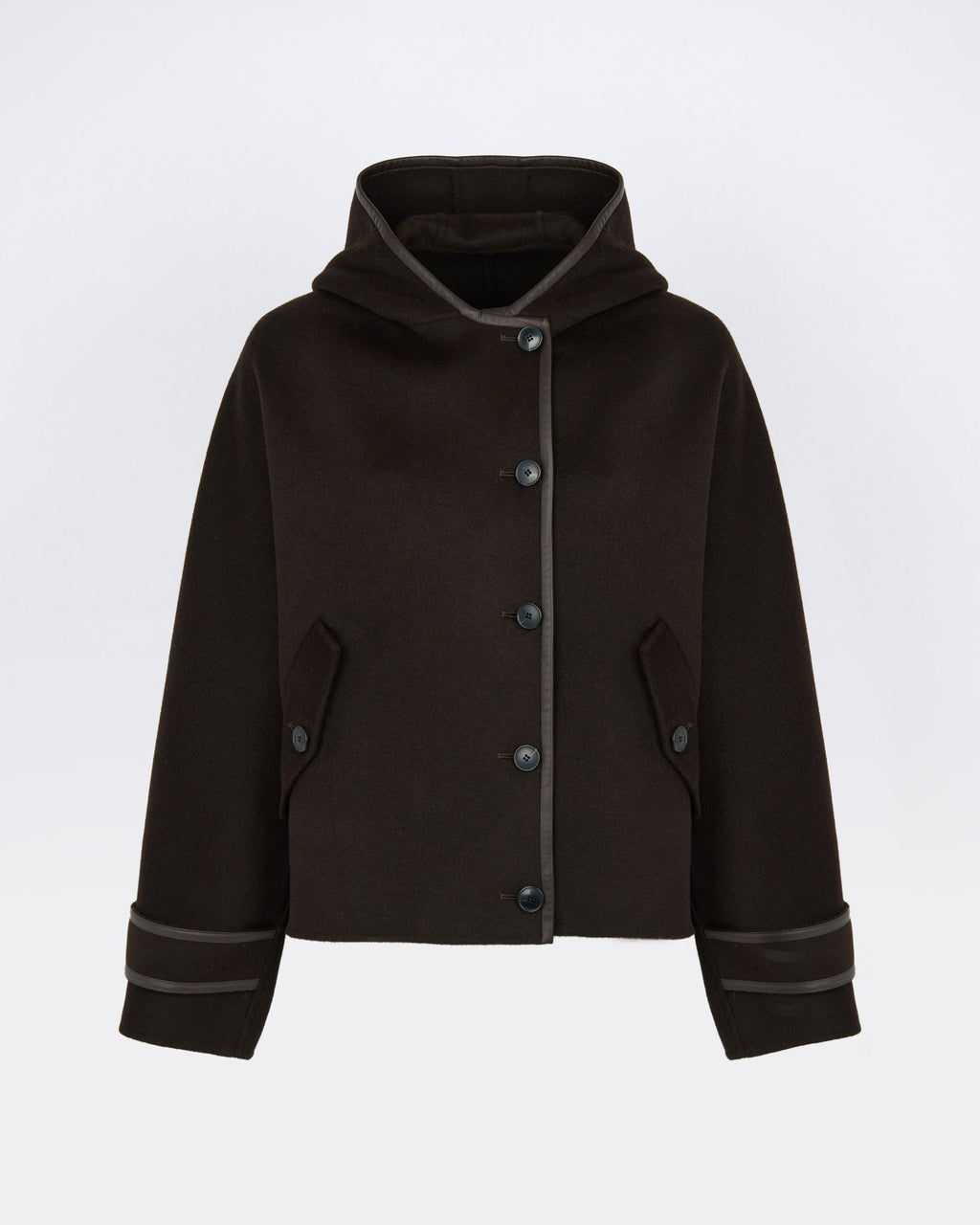 Double-sided cashmere wool hooded jacket
