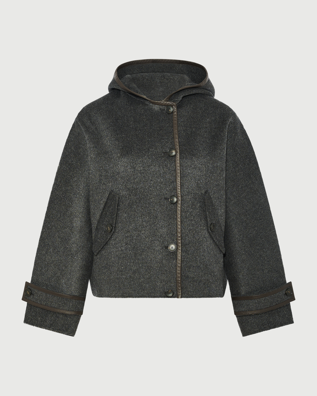 Double-sided cashmere wool hooded jacket