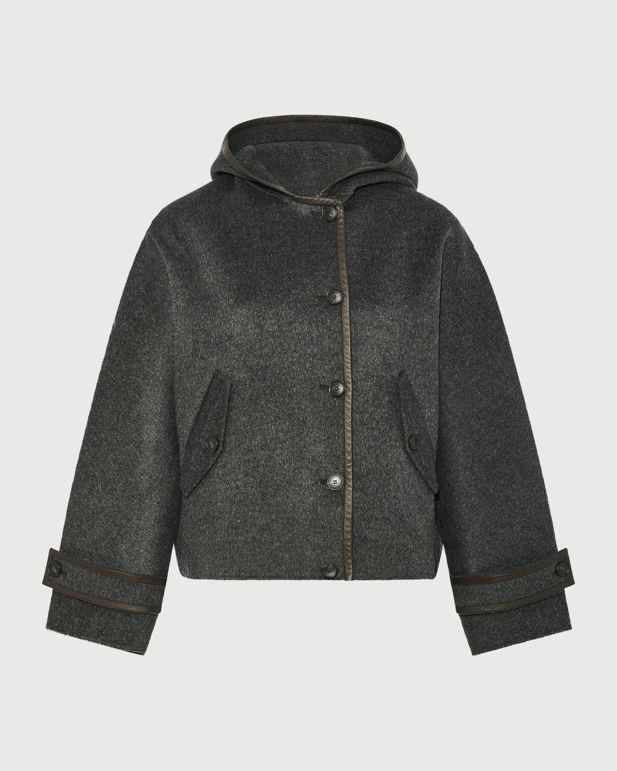 Double-sided cashmere wool hooded jacket