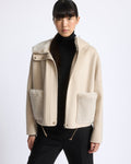 Double-sided cashmere wool hooded jacket with mink fur