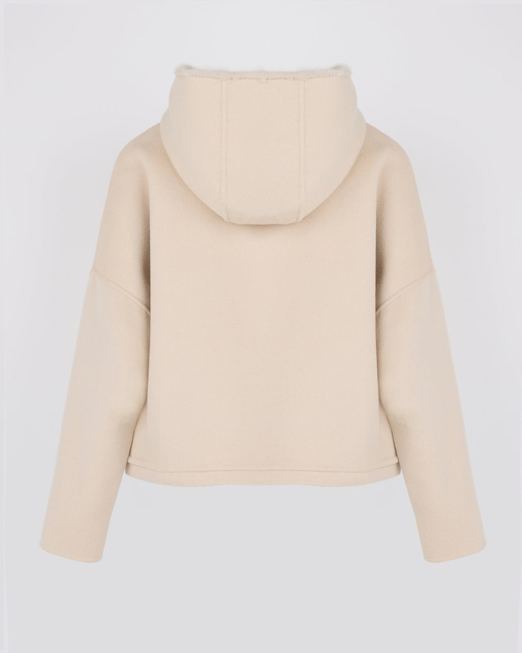 Double-sided cashmere wool hooded jacket with mink fur