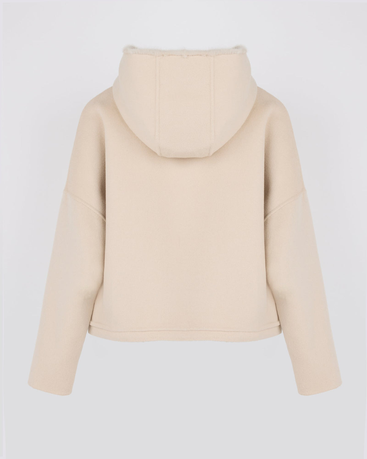 Double-sided cashmere wool hooded jacket with mink fur