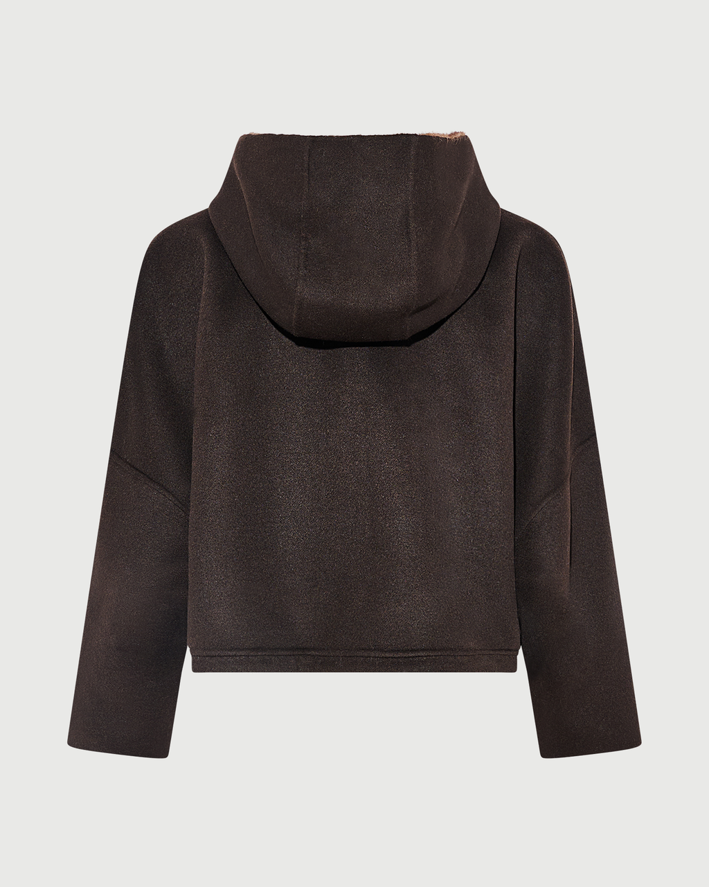 Double-sided cashmere wool hooded jacket with mink fur