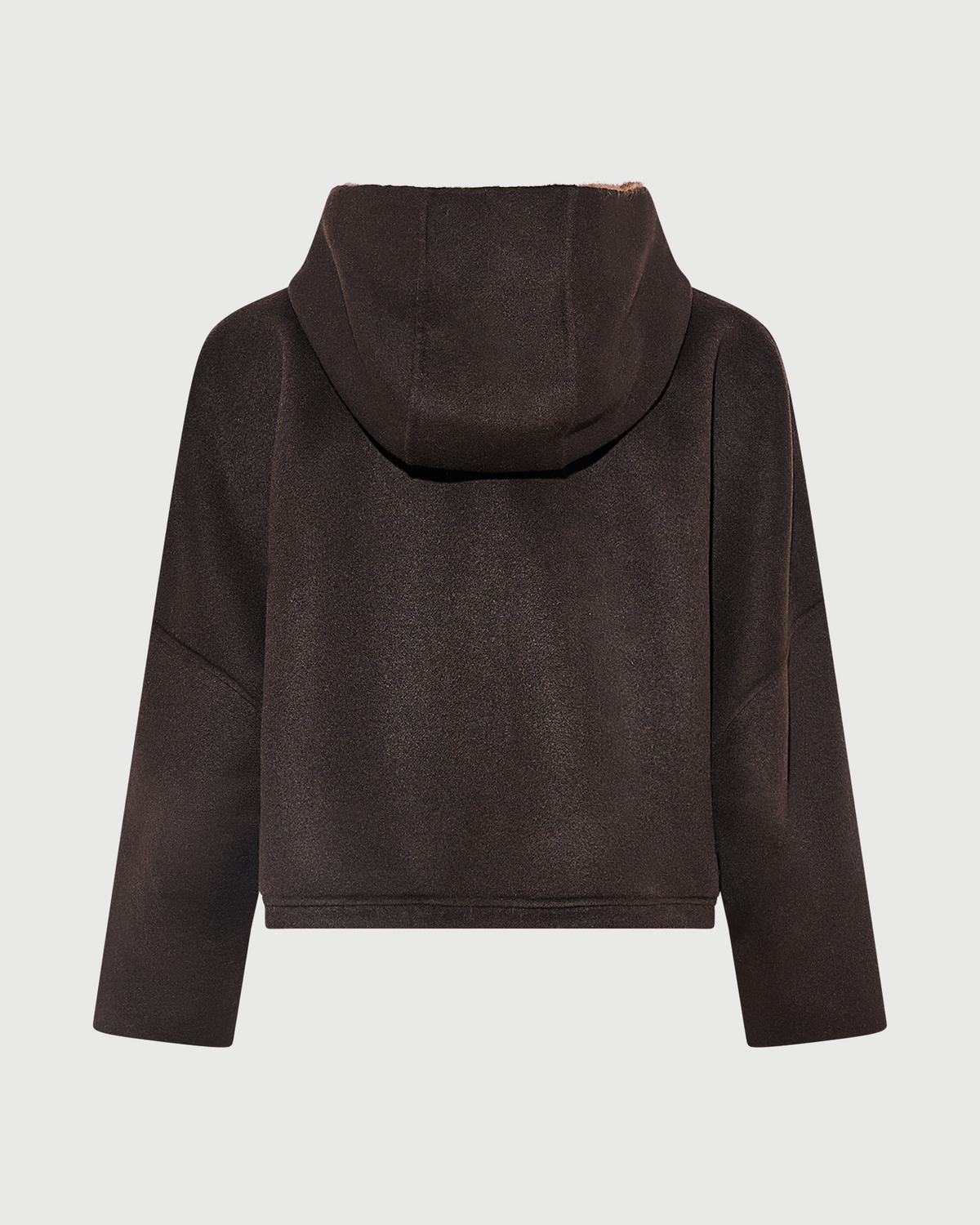 Double-sided cashmere wool hooded jacket with mink fur
