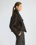 Short double-sided cashmere wool jacket with lambskin shearling