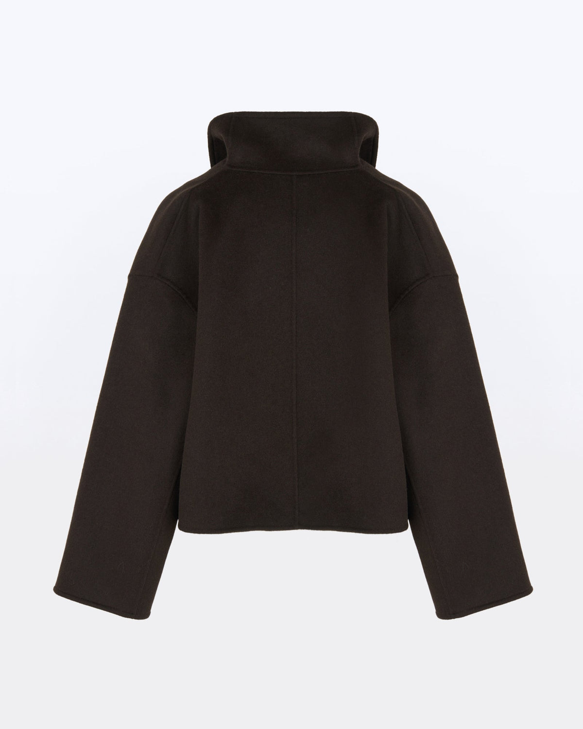 Short double-sided cashmere wool jacket with lambskin shearling