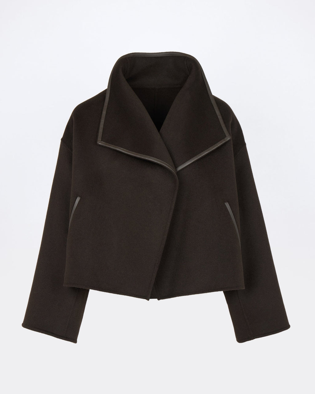 Short double-sided cashmere wool jacket with lambskin shearling