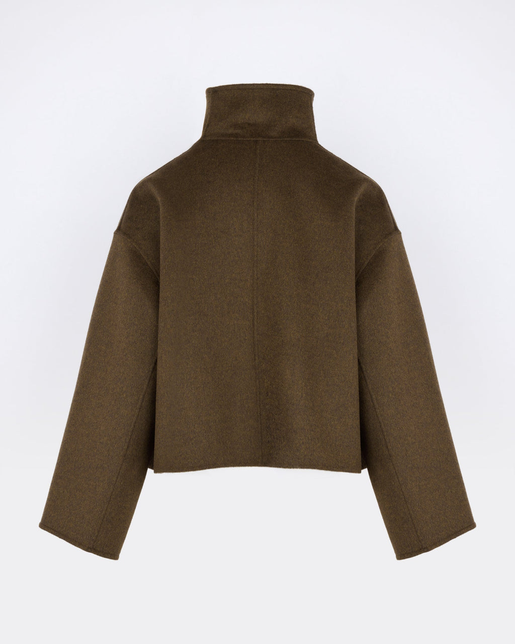 Short double-sided cashmere wool jacket with lambskin shearling
