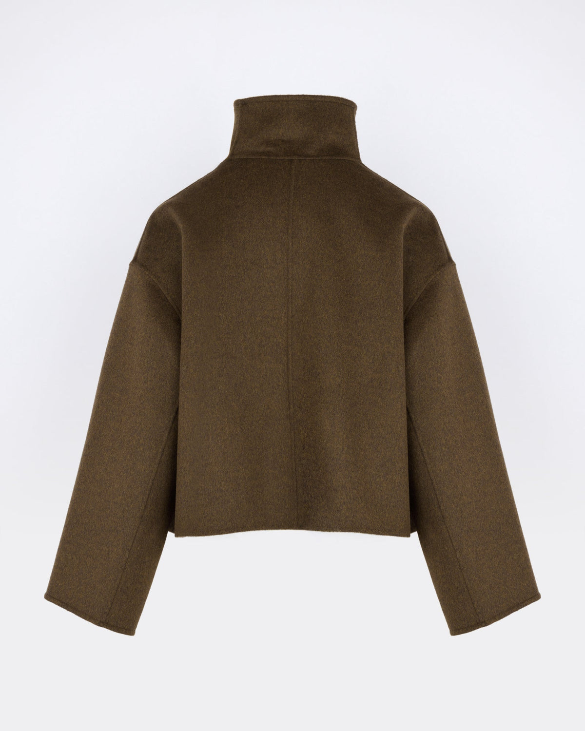 Short double-sided cashmere wool jacket with lambskin shearling