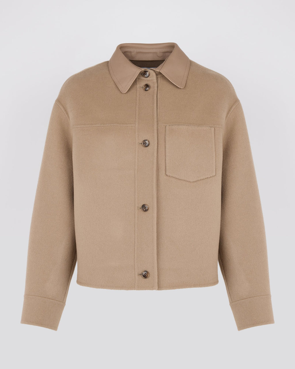 Short double-sided cashmere wool shirt