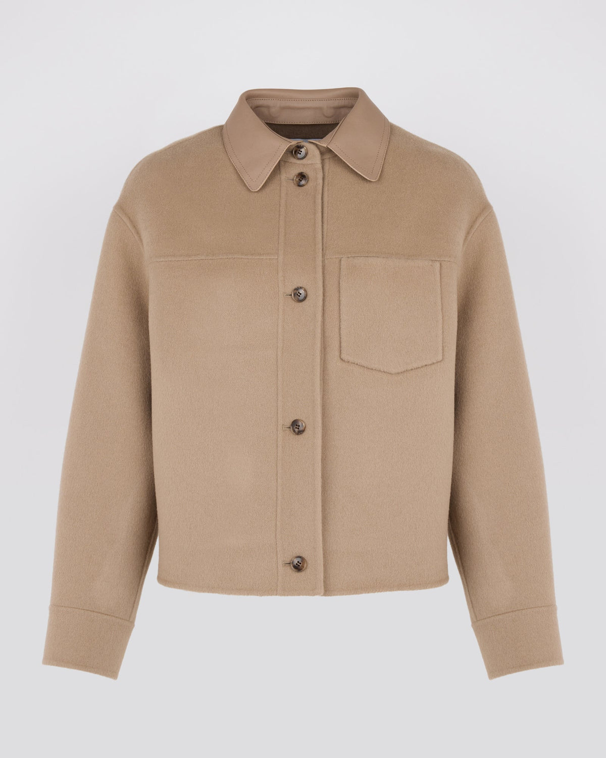 Short double-sided cashmere wool shirt