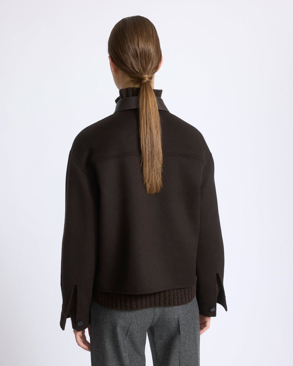 Short double-sided cashmere wool shirt