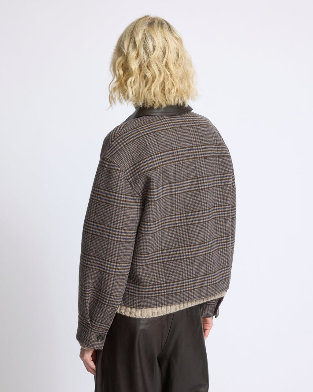 Short double-sided cashmere wool shirt