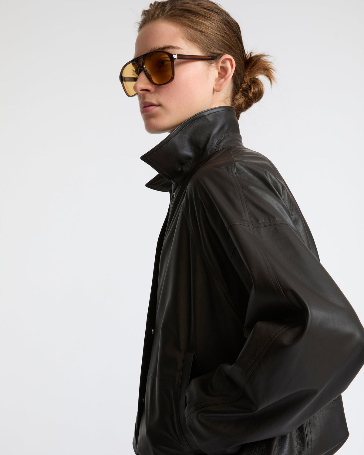 Short fine lambskin leather jacket