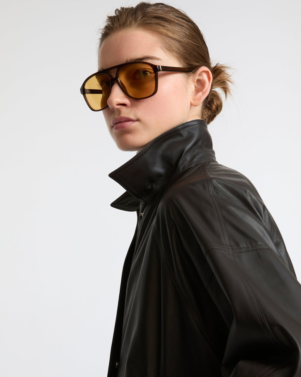 Short fine lambskin leather jacket