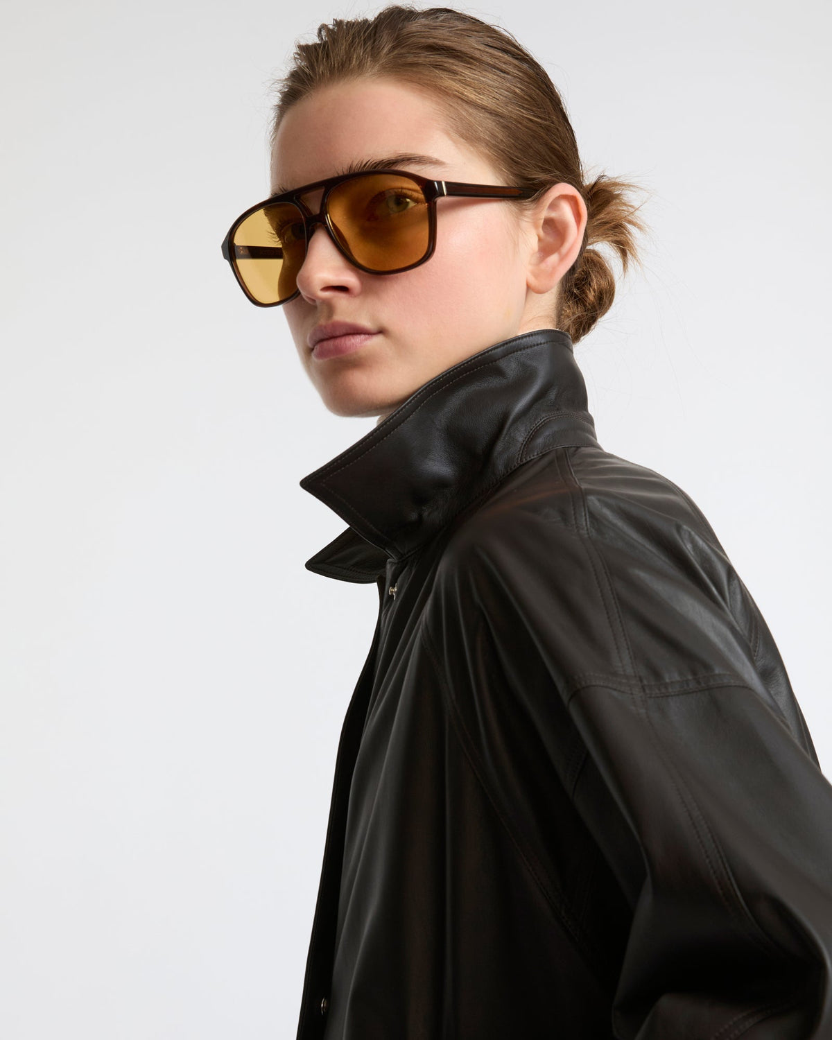 Short fine lambskin leather jacket