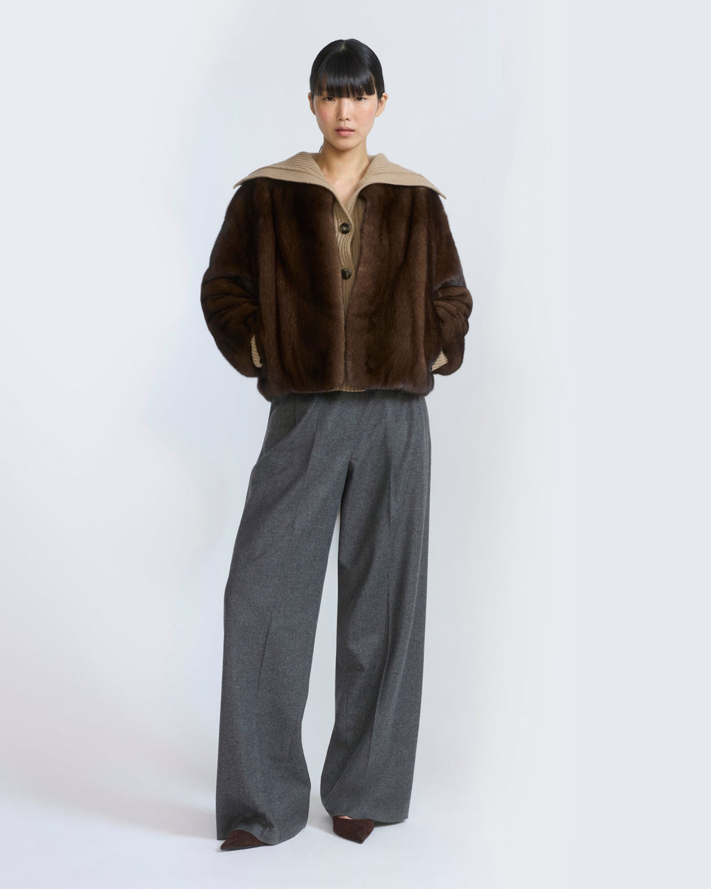 Oversized long-haired mink fur jacket