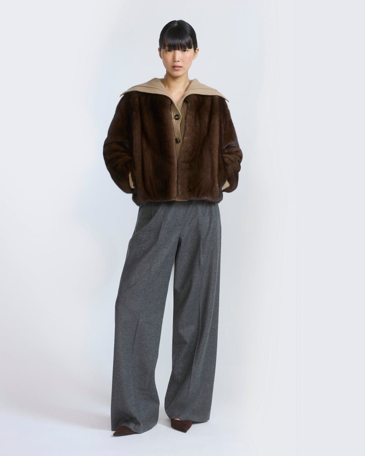 Oversized long-haired mink fur jacket