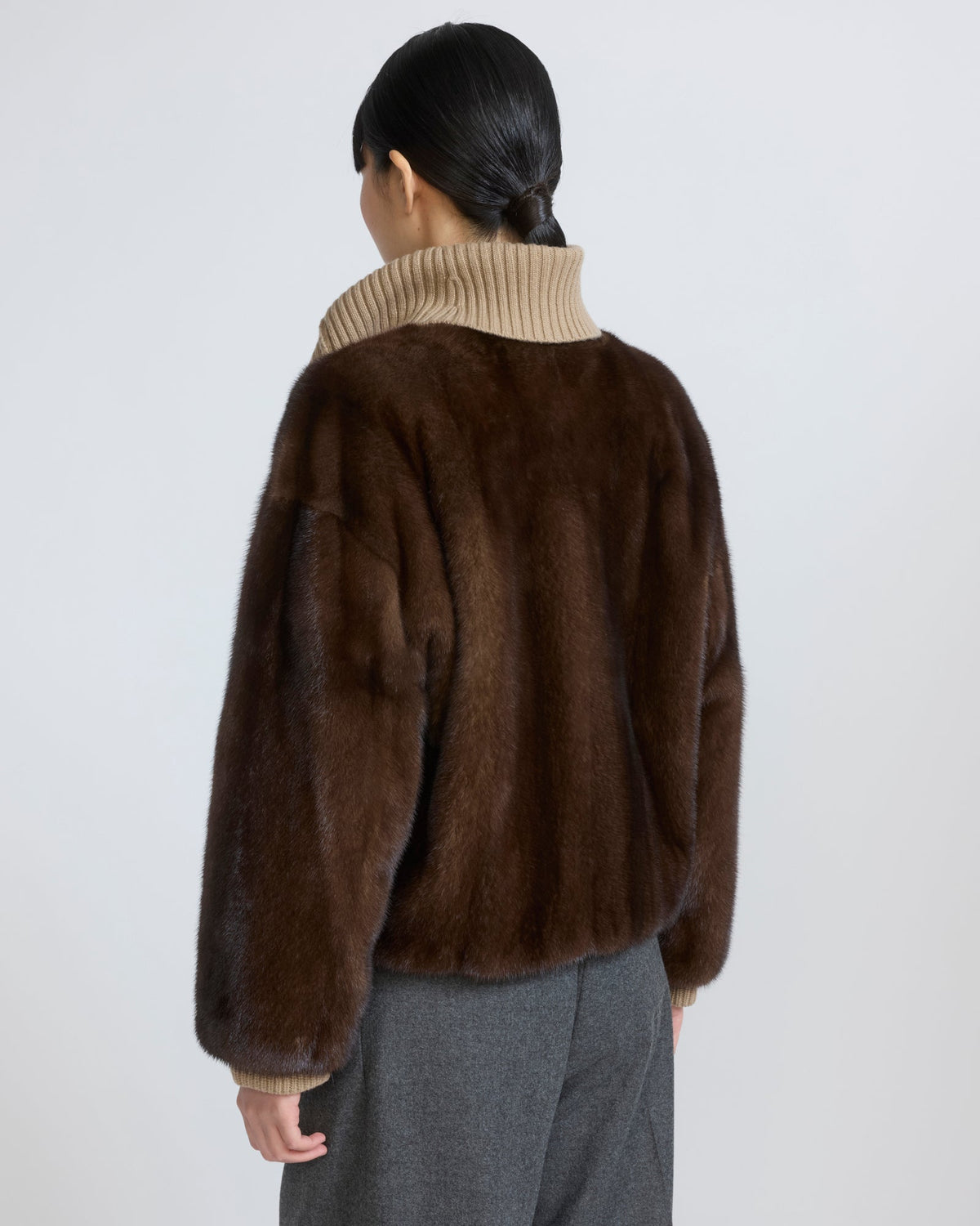 Oversized long-haired mink fur jacket