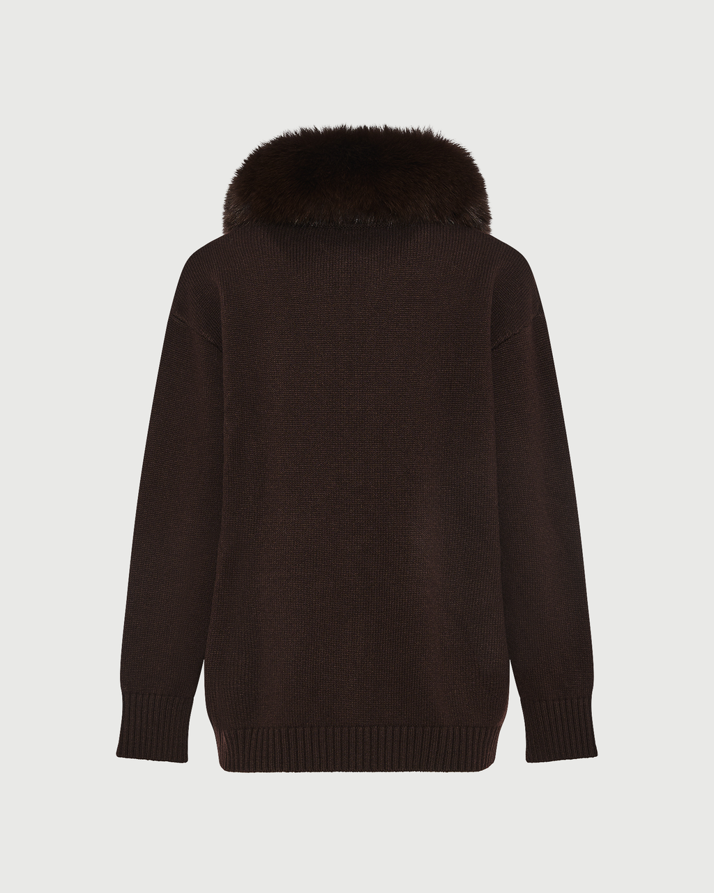 Merino knit jacket with fox fur