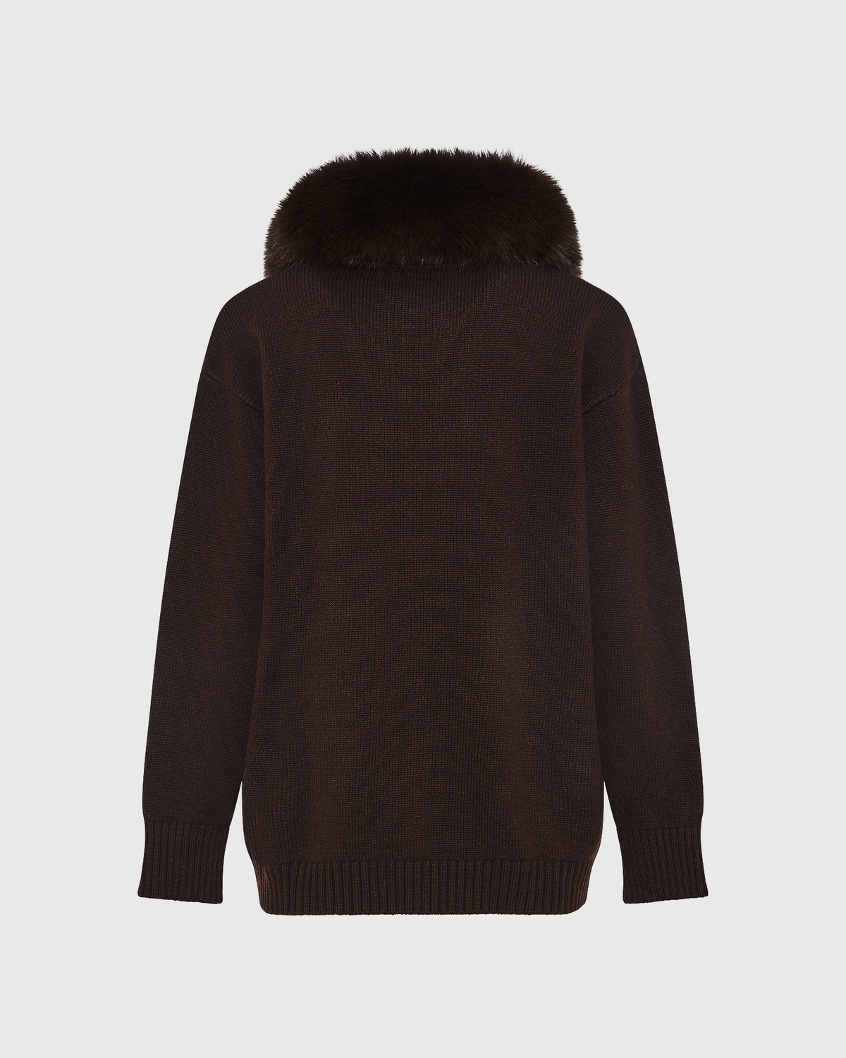 Merino knit jacket with fox fur
