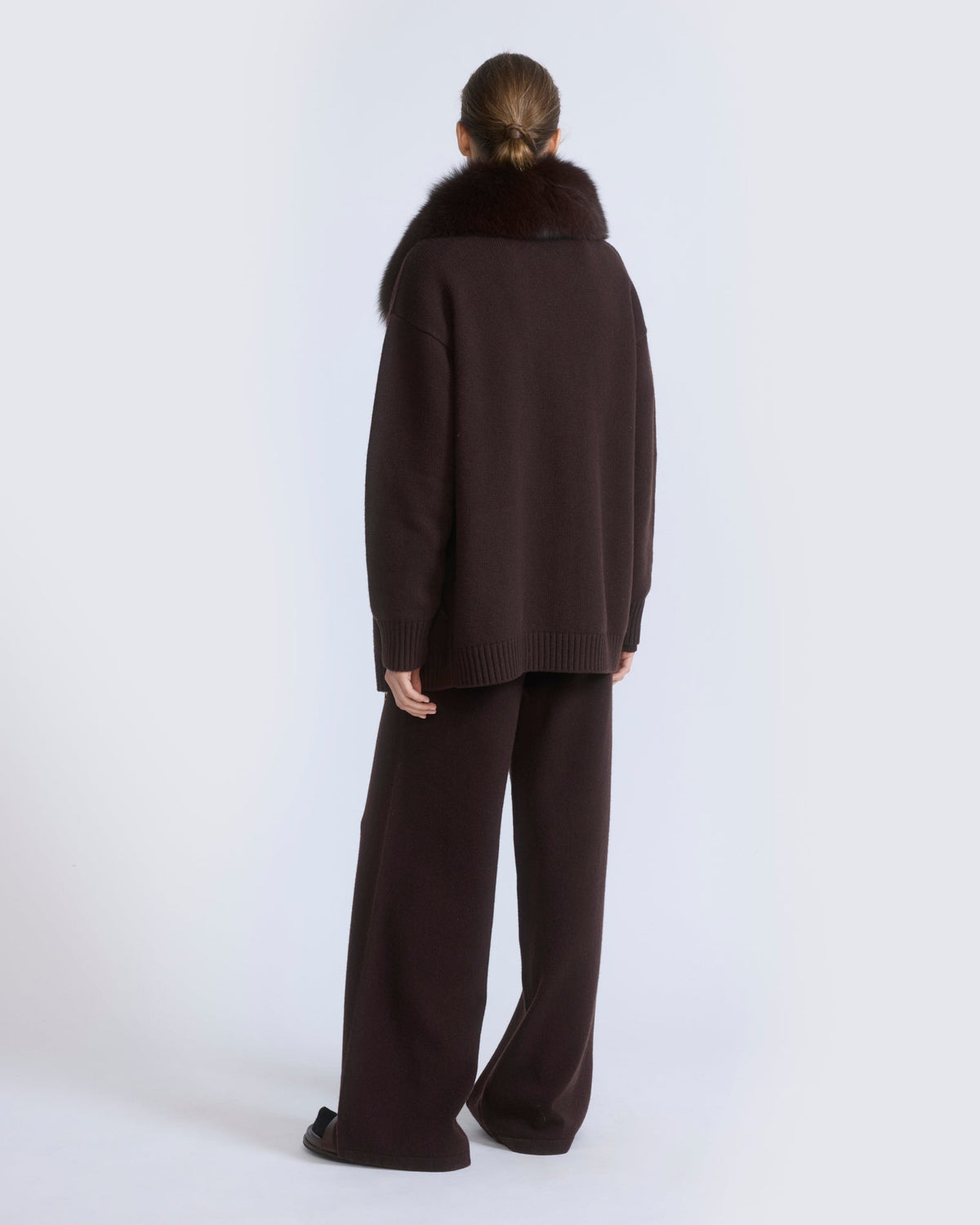Merino knit jacket with fox fur