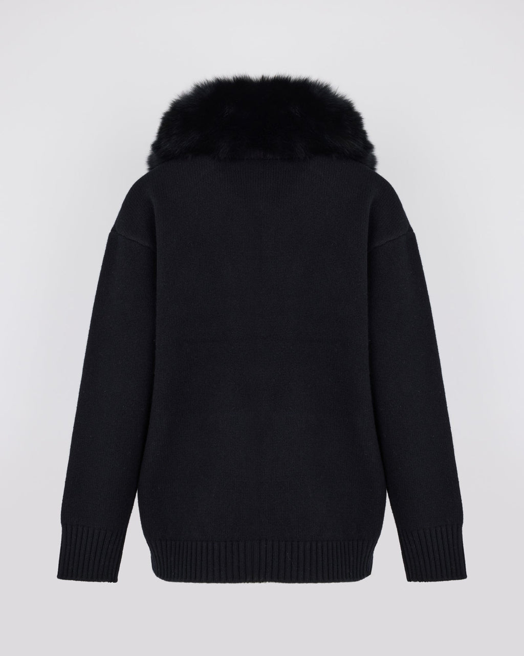 Merino knit jacket with fox fur