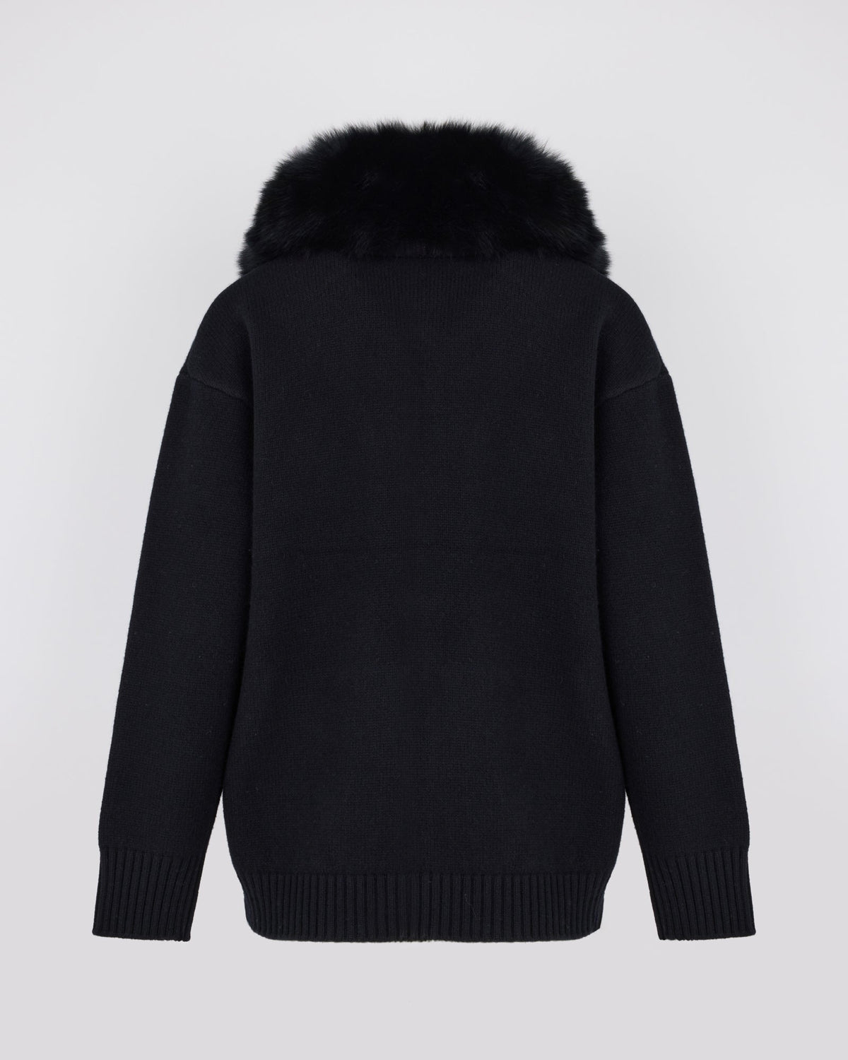 Merino knit jacket with fox fur