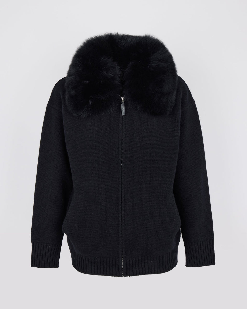 Merino knit jacket with fox fur