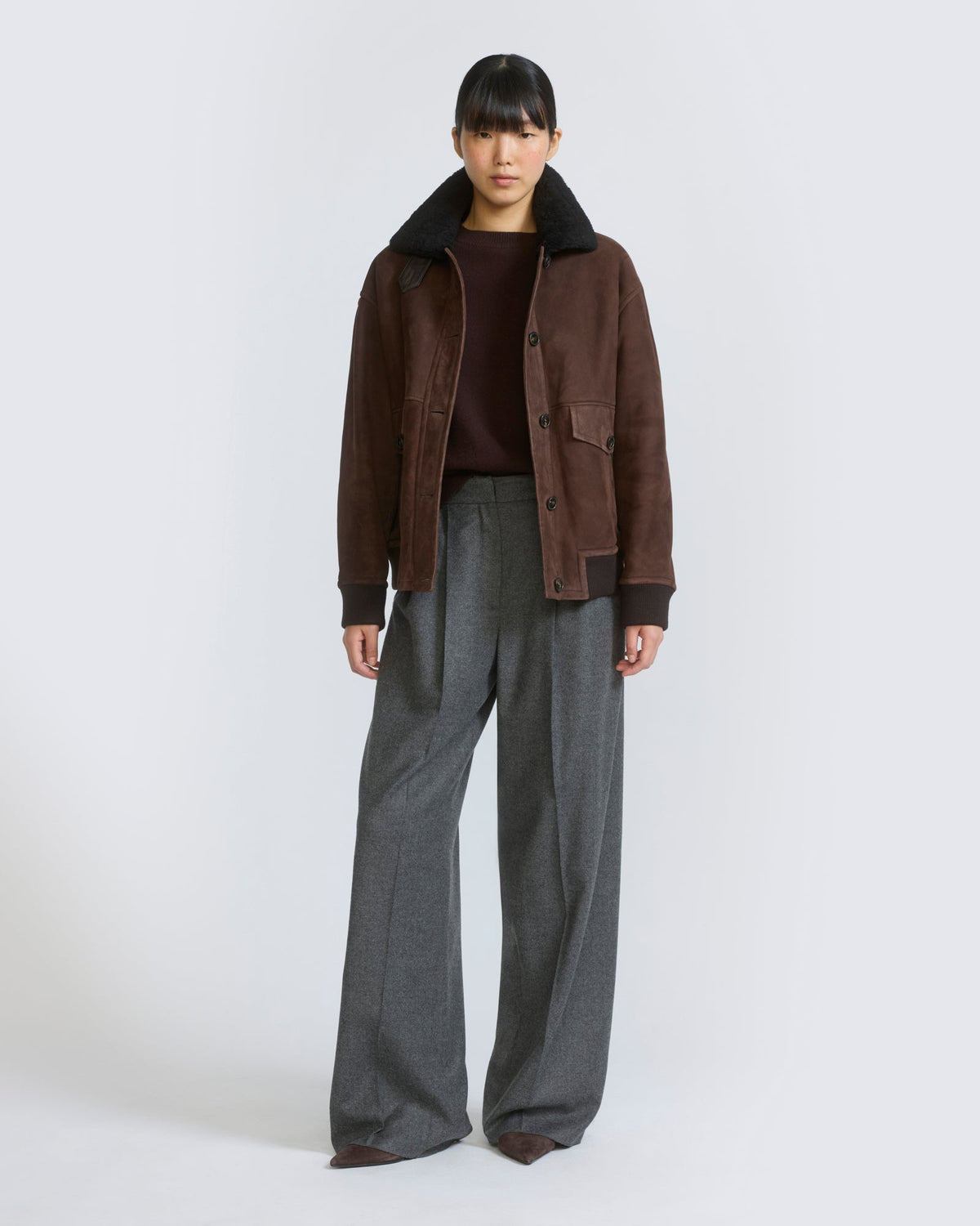 Lambskin shearling bomber jacket