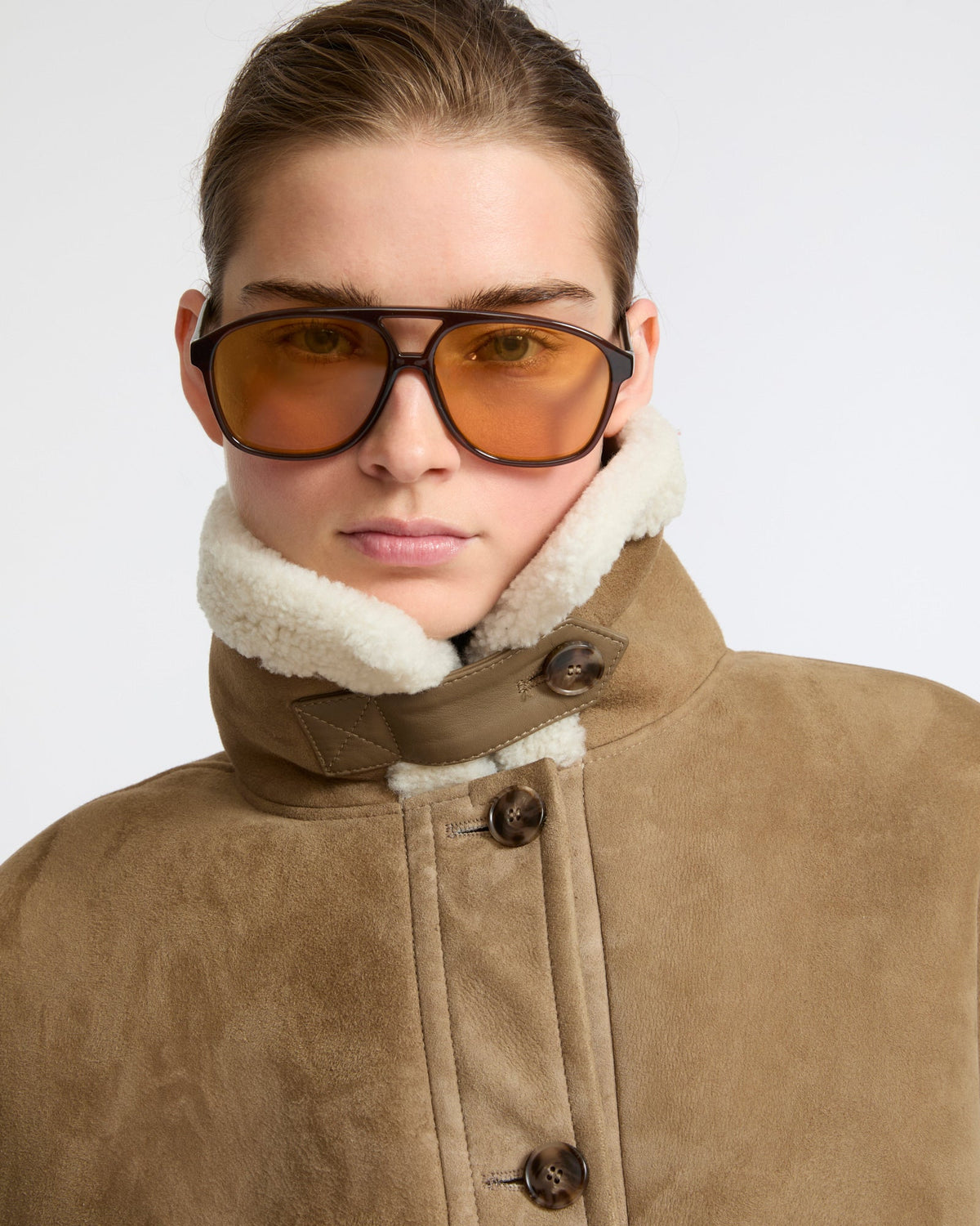 Lambskin shearling bomber jacket