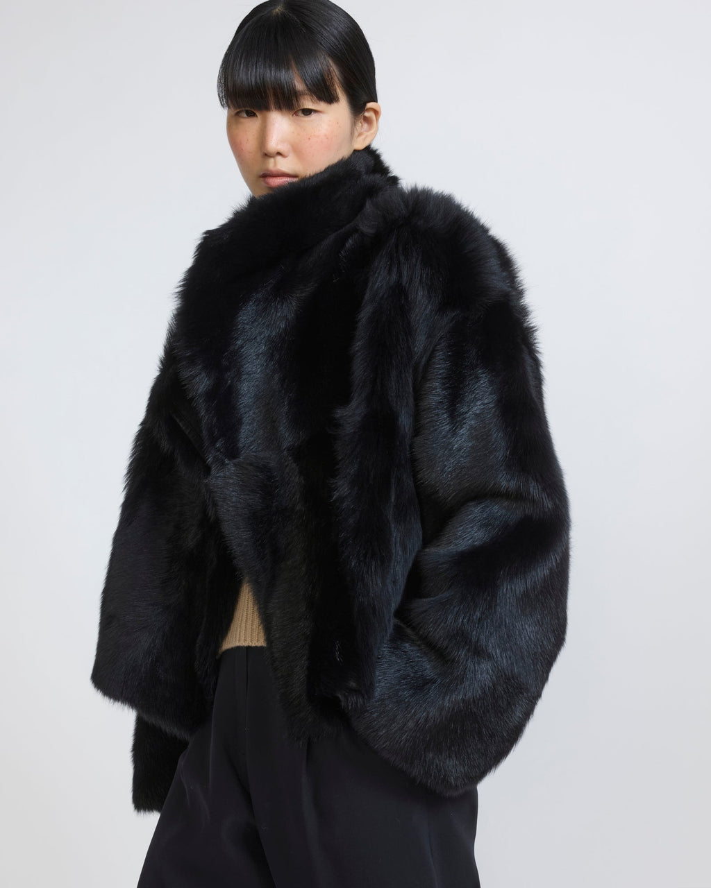 Reversible short Toscana lambskin shearling jacket